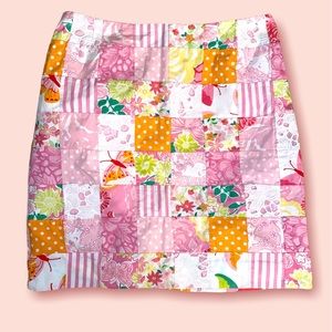Lilly Pulitzer pink patchwork mini skirt, size 2